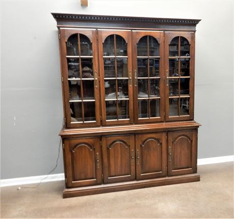 Two Piece Lighted China Display Hutch