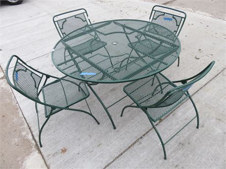 Metal Folding Patio Table & Chair Set