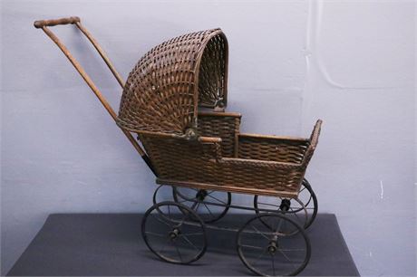 Vintage Wicker Carriage for a Doll