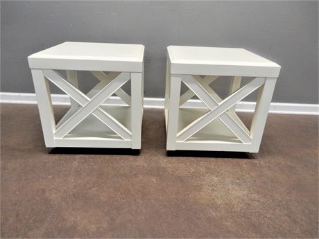 Hammary Furniture White Wood Rolling Cube Tables