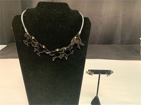 Michael Bedard Vintage " Taking Off " Necklace and Earrings