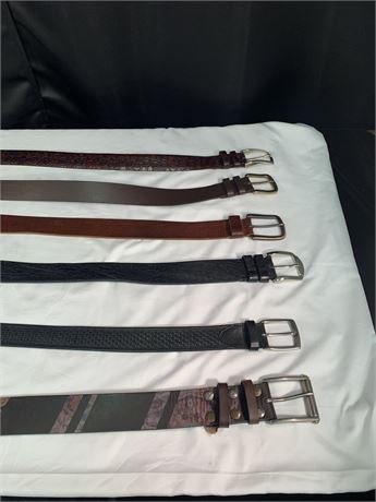 Lot of 6 Men's Leather Belts  including Tommy Bahama Robert Graham