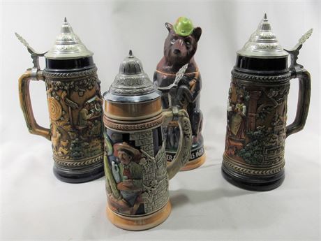 4 Collectible Beer Steins - 2 Gerz, West Germany