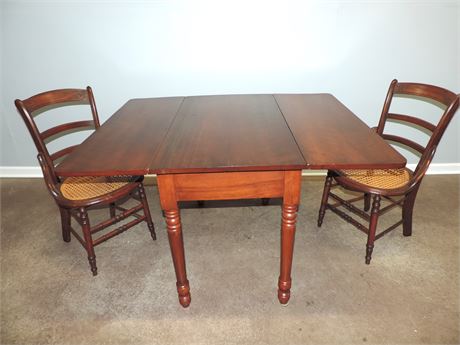 Drop Leaf Table / Pair of Cane Seat Chairs