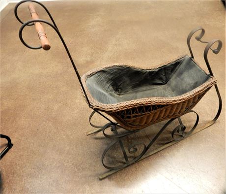 Collectible Vintage Wicker Baby Sled