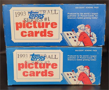1993 TOPPS FOOTBALL SERIES 1 AND SERIES 2 VENDING BOXES