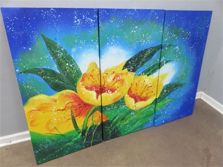 3-Piece Canvas Floral Set