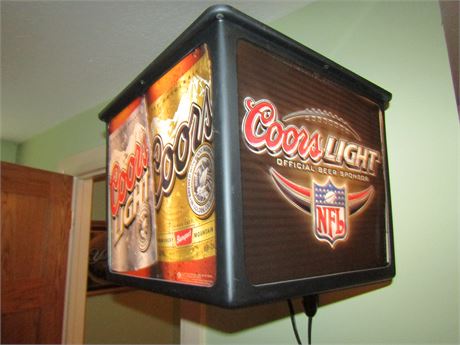 Authentic COORS LIGHT/NFL Product Lighted Pub Sign, Rotating