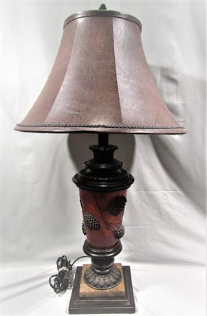 Vintage Mid Century Plastic lamp with Faux (?) Leather Empire Lamp Shade