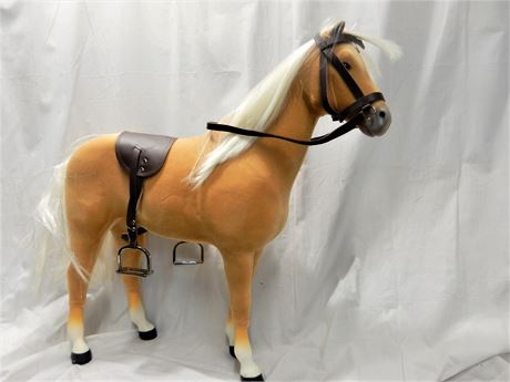 Palomino American Girl Horse with Adjustable Faux Leather Saddle and Bridle