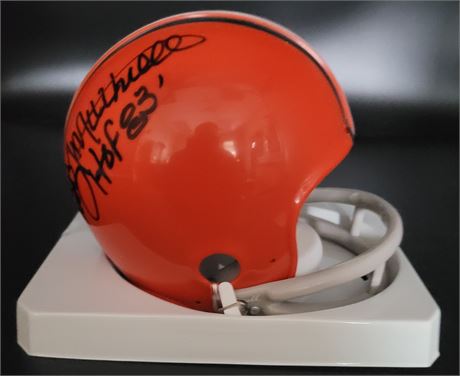 Bobby Mitchell Cleveland Browns Signed Mini Throwback 2 Bar Facemask Helmet COA