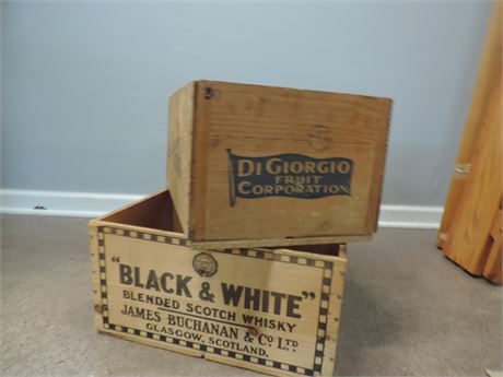 Vintage Wood Crates / Black & White Whiskey / DiGiorgio Fruit