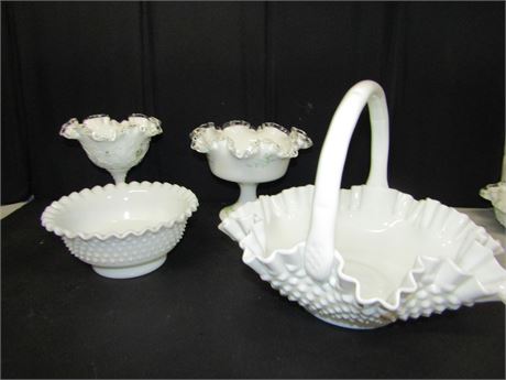 Hobnail and White Fancy Candy Dishes