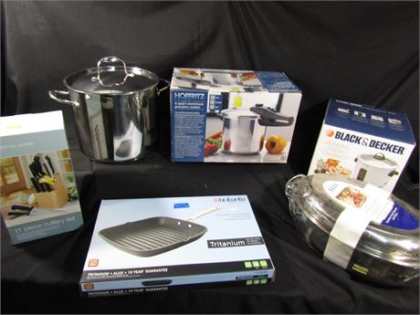 New Kitchen Accessories, Rice Cooker, Pressure Cooker, Knife Set, Grill pan