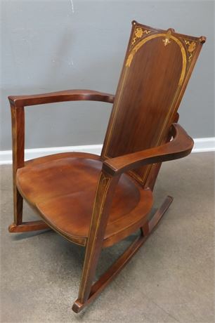 Mother of Pearl Inlay, Wood Rocking Chair with additional Decorative Wood Inlay