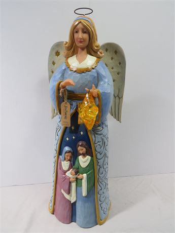 JIM SHORE Angel Sculpture w/Nativity & Lighted Star