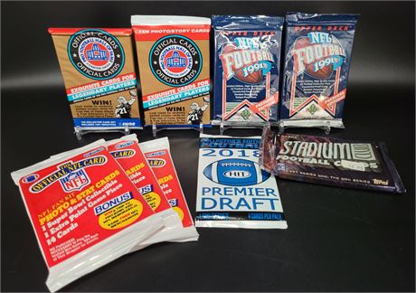NFL Trading Card Factory Sealed Wax Packs, Pro Set, Upper Deck Topps