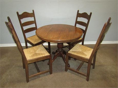 Round Wood Dining Table and Chairs