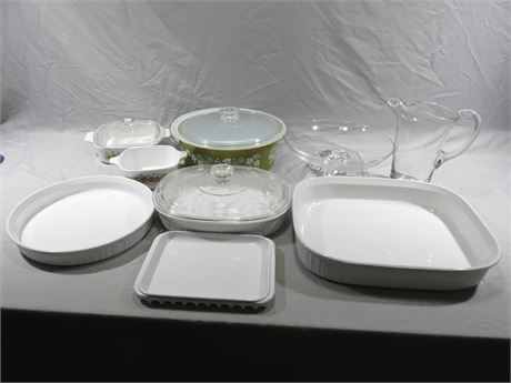 Assorted Corningware / Pyrex / Glass Cookware Lot