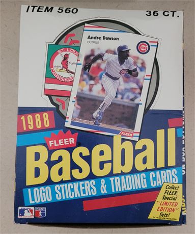 1988 Fleer Baseball Wax Box with Factory Sealed Packs