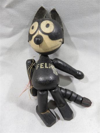 Antique 1920s Felix The Cat Wooden String Toy