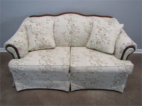 Broyhill Furniture Floral Love Seat with Wood Trim