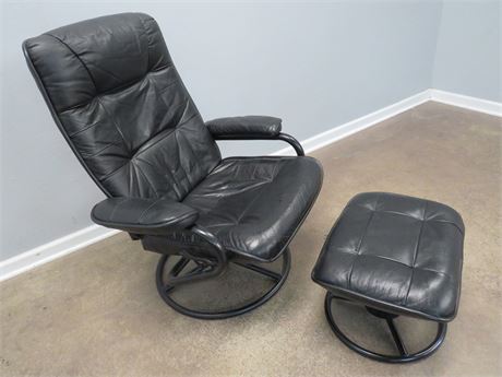 Faux Leather Swivel Recliner Chair w/Ottoman
