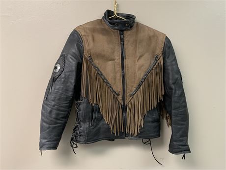 Brown / Black Fringed  Leather Jacket