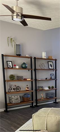 2 Nice 5-Tier Metal Framed Wood Shelves
