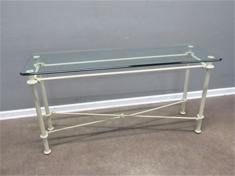 Metal Sofa Table with Beveled Glass Top
