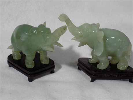 Jade Stone Carved Elephants
