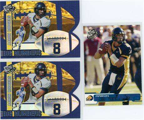 AARON RODGERS GREEN BAY PACKERS THREE ROOKIE CARD LOT WITH DIE CUTS