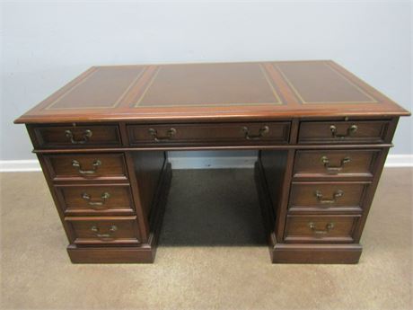 Vintage Sligh Lowry Solid Dark Wooden Desk