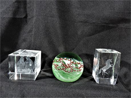 Bit Crystal Nativity / Unicorn / Art Glass Paperweight