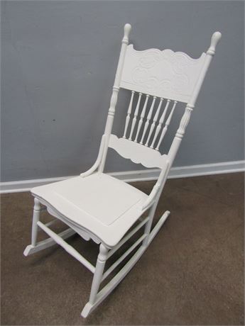 Vintage Painted Wood Rocking Chair in White
