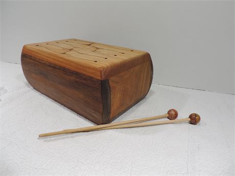 Carved Wood Box Drum