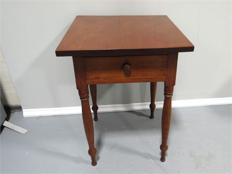 Antique Cherry Side Table with Hand Dovetailed Drawer