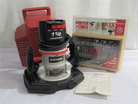 Craftsman Router with Case and Porter Cable Forstner Bit Set