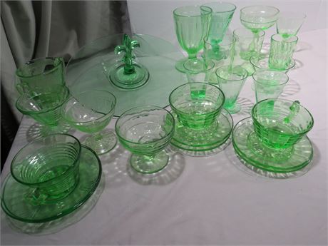 Green Glassware Lot