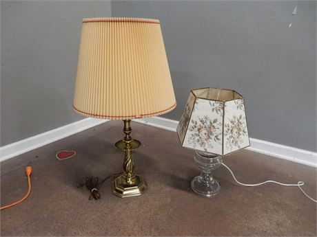 Vintage Brass and Glass Table Lamps