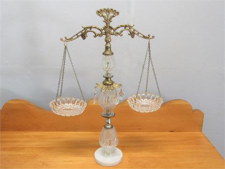 Vintage Brass and Crystal Scales of Justice - W. Germany