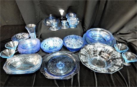 Assorted Blue Glass Collection
