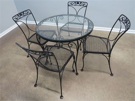 Wrought Iron Cafe Style Dining Table Set
