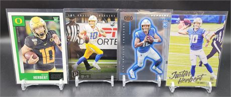 Justin Herbert Los Angeles Chargers 4 Rookie Card Lot