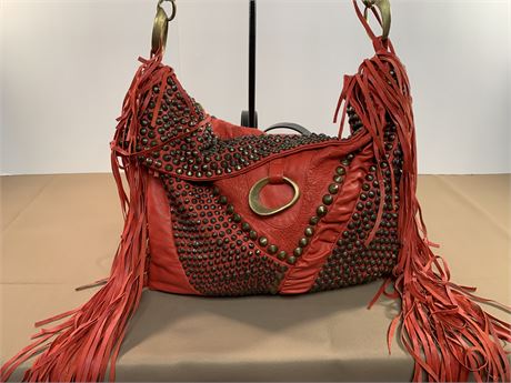 CECILIA DE BUCOURT Red Studded Hobo Bag