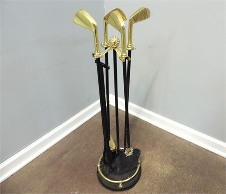 Brass Style Golf Club Fireplace Set