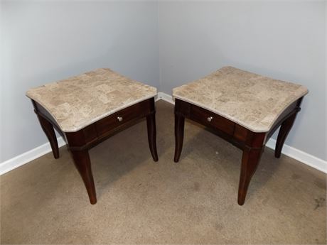 Matching Faux Marble Top End Tables