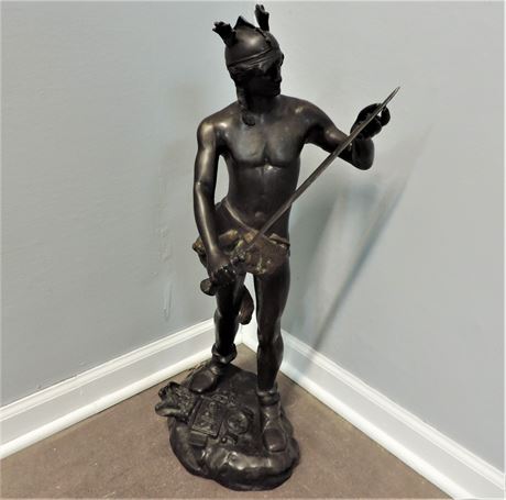 French Sculpture Bronze Style Figure of a Warrior.