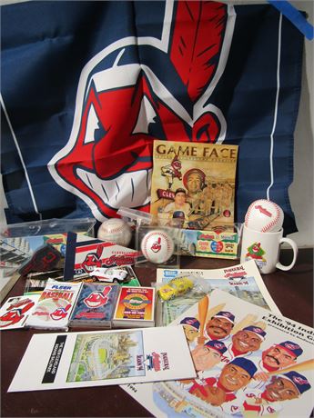 Indians Baseball Collection, GameFace, Opening Day Tickets and Programs, Flag