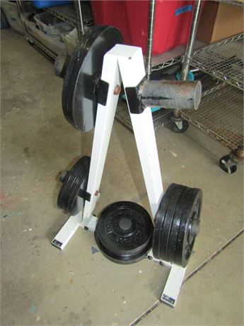 Weight Plate Tree, Model RK-2B, with Weights in White